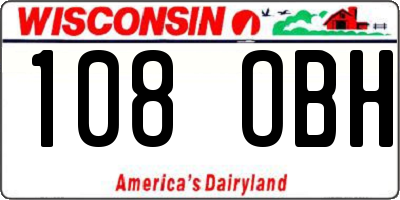 WI license plate 108OBH