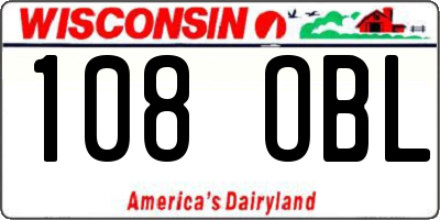 WI license plate 108OBL