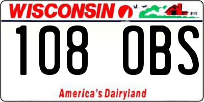WI license plate 108OBS