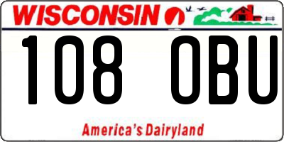 WI license plate 108OBU