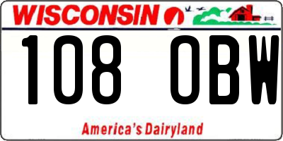 WI license plate 108OBW