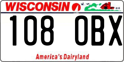 WI license plate 108OBX