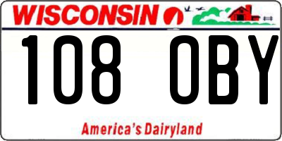 WI license plate 108OBY