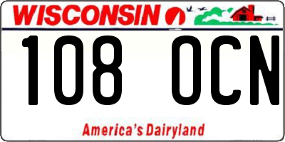 WI license plate 108OCN