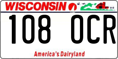 WI license plate 108OCR