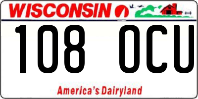 WI license plate 108OCU