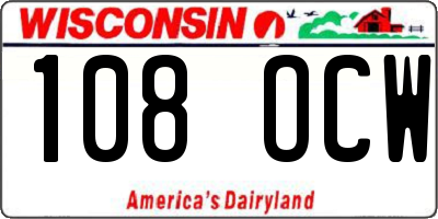 WI license plate 108OCW
