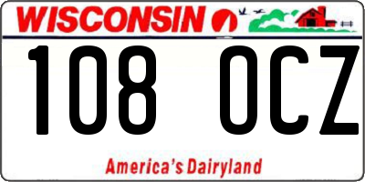 WI license plate 108OCZ