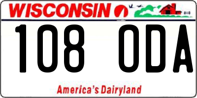 WI license plate 108ODA