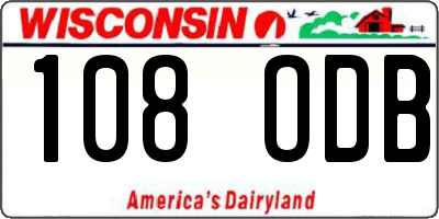 WI license plate 108ODB