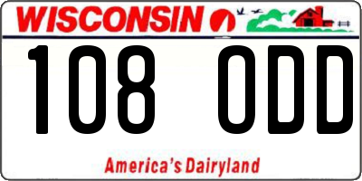 WI license plate 108ODD
