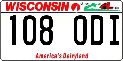WI license plate 108ODI