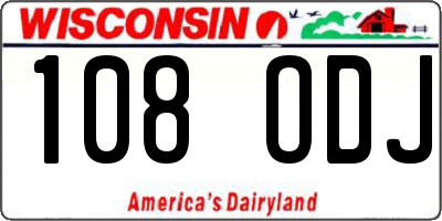 WI license plate 108ODJ