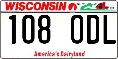 WI license plate 108ODL