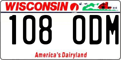 WI license plate 108ODM