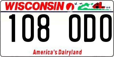 WI license plate 108ODO