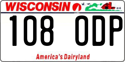 WI license plate 108ODP