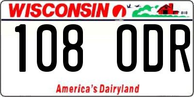 WI license plate 108ODR