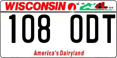 WI license plate 108ODT