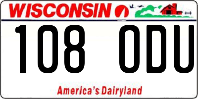 WI license plate 108ODU
