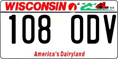 WI license plate 108ODV