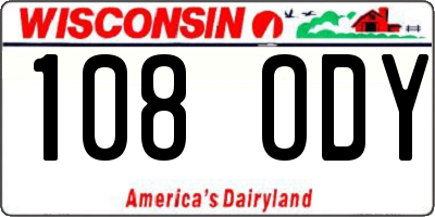 WI license plate 108ODY