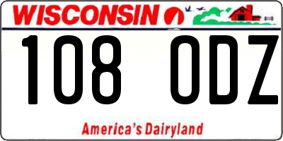 WI license plate 108ODZ