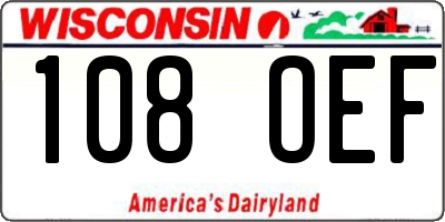 WI license plate 108OEF