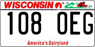 WI license plate 108OEG