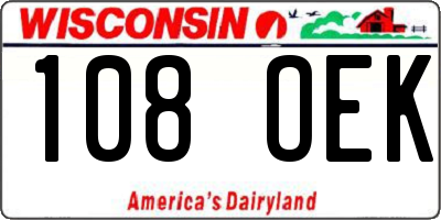 WI license plate 108OEK