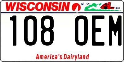 WI license plate 108OEM