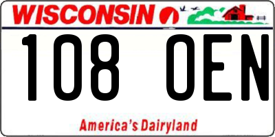 WI license plate 108OEN