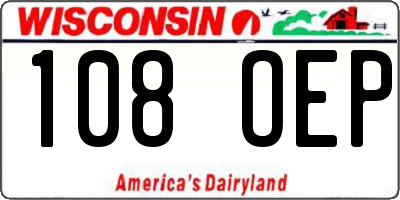 WI license plate 108OEP