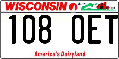 WI license plate 108OET