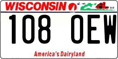 WI license plate 108OEW