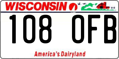 WI license plate 108OFB