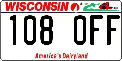 WI license plate 108OFF