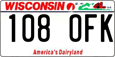 WI license plate 108OFK
