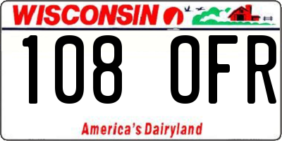 WI license plate 108OFR
