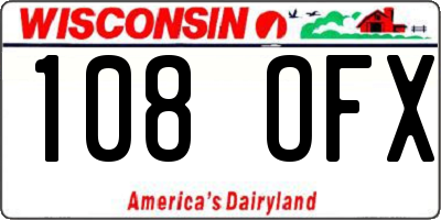 WI license plate 108OFX