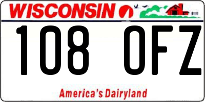 WI license plate 108OFZ
