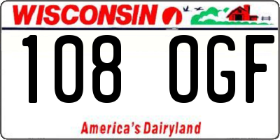 WI license plate 108OGF