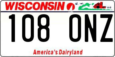 WI license plate 108ONZ