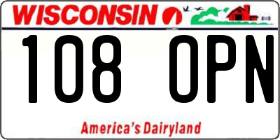WI license plate 108OPN