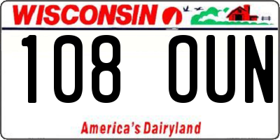WI license plate 108OUN