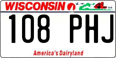 WI license plate 108PHJ