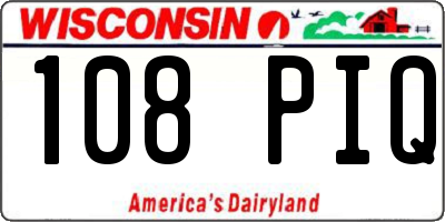 WI license plate 108PIQ