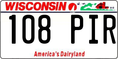 WI license plate 108PIR