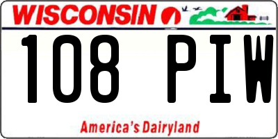 WI license plate 108PIW