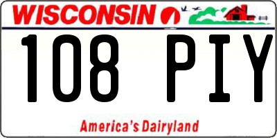 WI license plate 108PIY